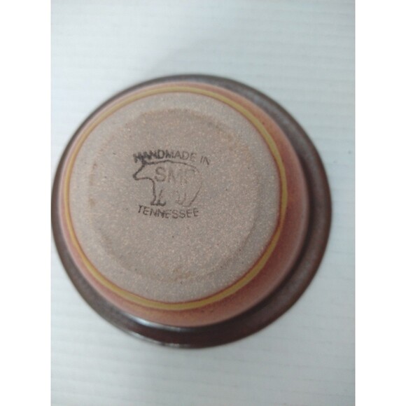 Smokey Mountain Pottery Ring Holder Apple Baker Brown Glaze Handmade makers mark - Picture 6 of 7